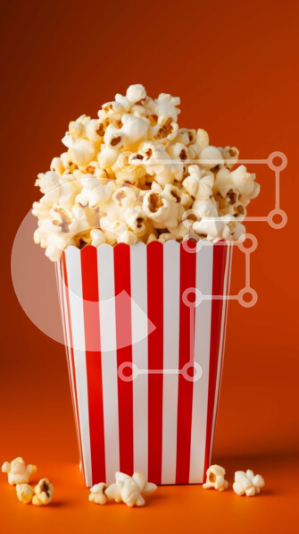 Intra Συλλεκτικό Ξύλινο Παζλ Plywood  4mm - Κόκκινο και λευκό ριγέ κουβά ποπ κορν με γέμιση ποπ κορν Σε Ξύλινο Κουτί - Διαστάσεις: 10x10 cm – 25 κομμάτια