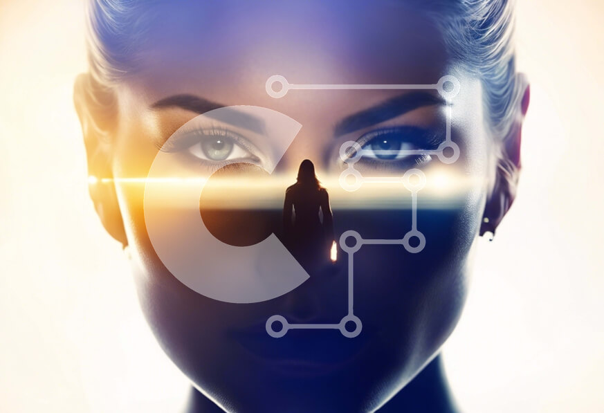 Intra Συλλεκτικό Ξύλινο Παζλ Plywood  4mm - Μυστηριώδη Φώτα και Γυναικείο Πρόσωπο Σε Ξύλινο Κουτί - Διαστάσεις Puzzle: 10x10 cm – 25 κομμάτια