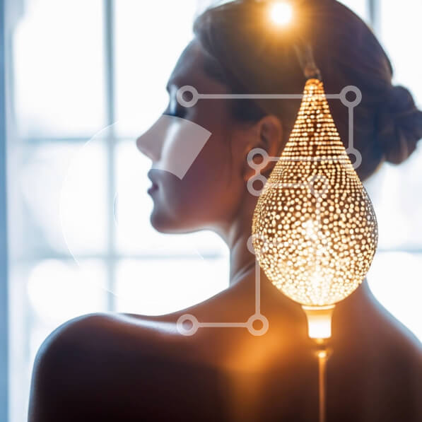 Σετ των 2 Intra Συλλεκτικό Ξύλινο Παζλ Plywood  4mm - Γυναίκα που κρατά φωτιζόμενο κρεμαστό φωτιστικό Σε Ξύλινο Κουτί - Διαστάσεις: 10x10 cm – 25 κομμάτια