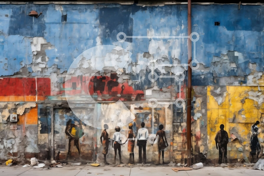 Intra Συλλεκτικό Ξύλινο Παζλ Plywood  4mm - Παραμελημένο και σάπιο κτίριο με ξεφλουδισμένη μπογιά και γκράφιτι Σε Ξύλινο Κουτί - Διαστάσεις Puzzle: 10x10 cm – 25 κομμάτια