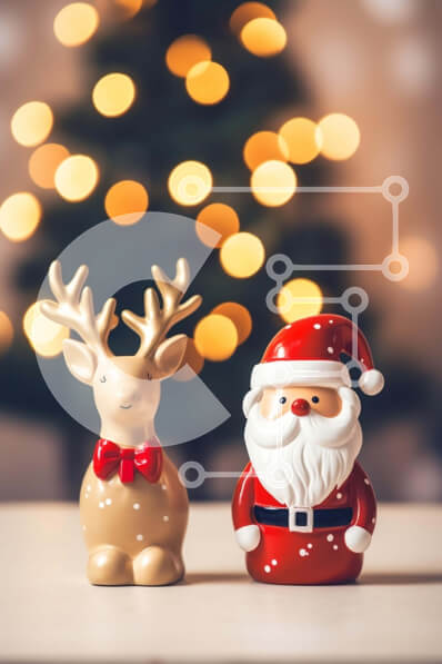 Intra Συλλεκτικό Ξύλινο Παζλ Plywood  4mm - Εορταστικά ειδώλια Άγιου Βασίλη και ταράνδων με χριστουγεννιάτικο δέντρο Σε Ξύλινο Κουτί - Διαστάσεις: 10x10 cm – 25 κομμάτια