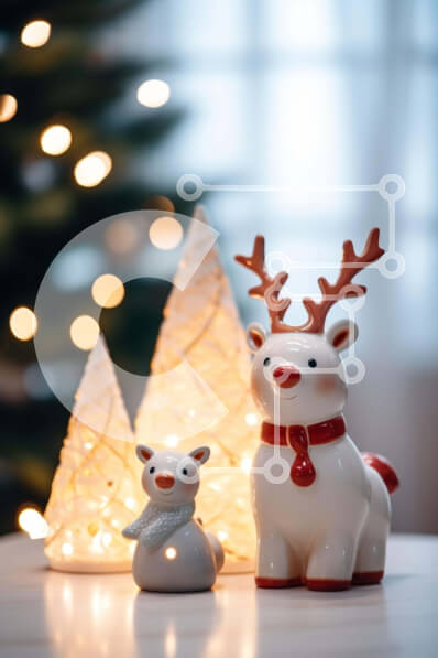 Intra Συλλεκτικό Ξύλινο Παζλ Plywood  4mm - Ειδώλια ταράνδων για εορταστική διακόσμηση Σε Ξύλινο Κουτί - Διαστάσεις: 10x10 cm – 25 κομμάτια