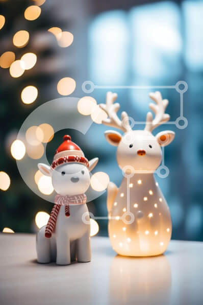 Intra Συλλεκτικό Ξύλινο Παζλ Plywood  4mm - Εορταστικά ειδώλια ταράνδων και ξωτικών σε διακοσμημένα στολίδια Σε Ξύλινο Κουτί - Διαστάσεις: 10x10 cm – 25 κομμάτια