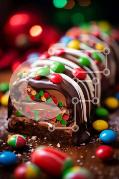 Σετ των 2 Intra Συλλεκτικό Ξύλινο Παζλ Plywood  4mm - Κέικ σοκολάτας με γιορτινό θέμα με ψεκασμούς και ζαχαρωτά Σε Ξύλινο Κουτί - Διαστάσεις: 10x10 cm – 25 κομμάτια