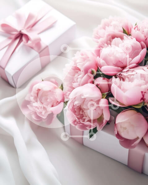 Intra Συλλεκτικό Ξύλινο Παζλ Plywood  4mm - Λευκό κουτί δώρου με ροζ λουλούδια μέσα Σε Ξύλινο Κουτί - Διαστάσεις: 10x10 cm – 25 κομμάτια