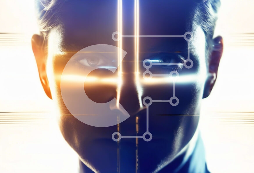 Intra Συλλεκτικό Ξύλινο Παζλ Plywood  4mm - Αφηρημένη εικόνα του ανθρώπου με φουτουριστικό φωτισμό Σε Ξύλινο Κουτί - Διαστάσεις Puzzle: 10x10 cm – 25 κομμάτια