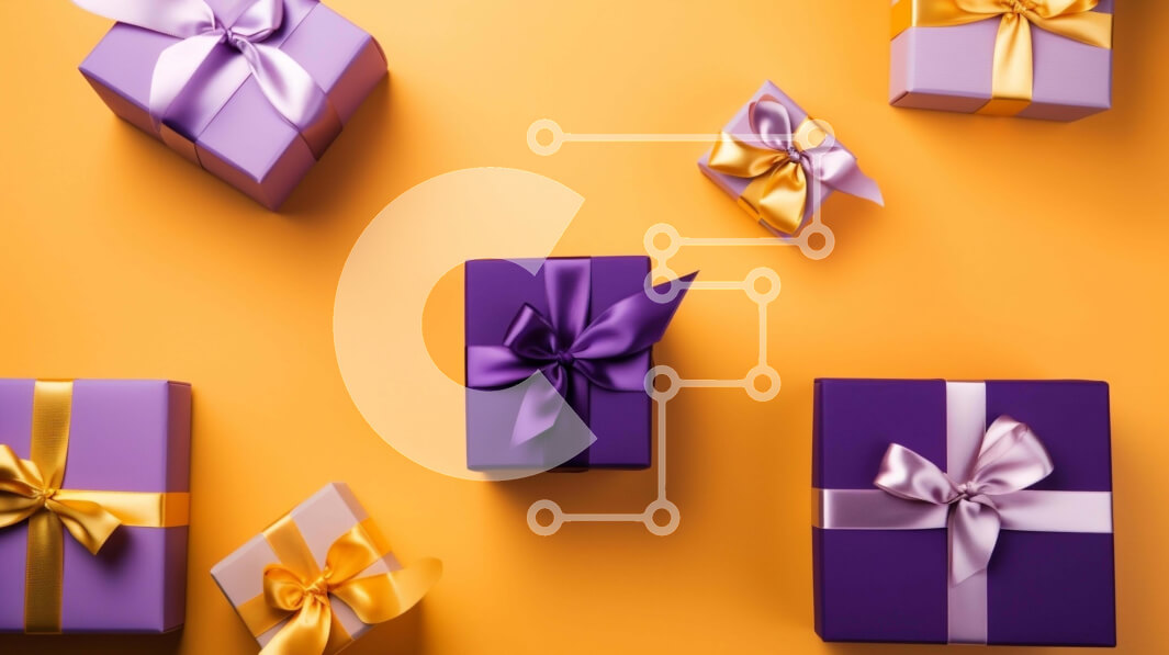 Intra Συλλεκτικό Ξύλινο Παζλ Plywood  4mm - Πολύχρωμα κουτιά δώρων σε πορτοκαλί φόντο Σε Ξύλινο Κουτί - Διαστάσεις Puzzle: 10x10 cm – 25 κομμάτια