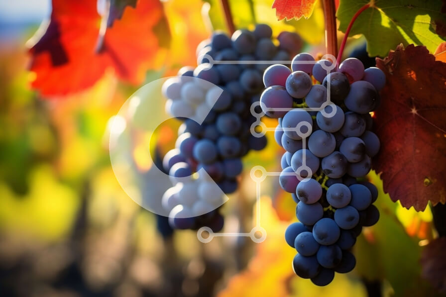 Intra Συλλεκτικό Ξύλινο Παζλ Plywood  4mm - Ώριμα σταφύλια που κρέμονται από το αμπέλι στον αμπελώνα Σε Ξύλινο Κουτί - Διαστάσεις: 10x10 cm – 25 κομμάτια