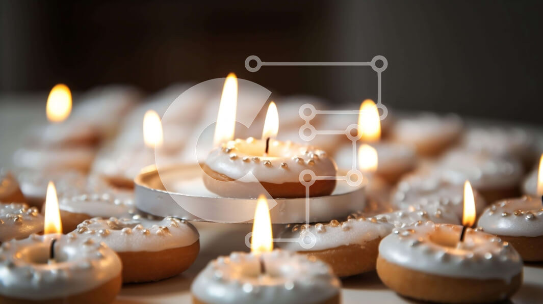 Σετ των 2 Intra Συλλεκτικό Ξύλινο Παζλ Plywood  4mm - Ντόνατς με κεριά σε ένα τραπέζι Σε Ξύλινο Κουτί - Διαστάσεις: 10x10 cm – 25 κομμάτια