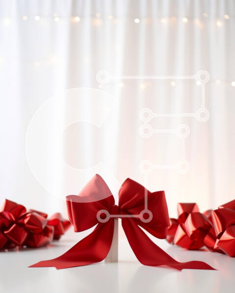 Intra Συλλεκτικό Ξύλινο Παζλ Plywood  4mm - Εορταστικές κόκκινες κορδέλες και φιόγκοι σε λευκό φόντο Σε Ξύλινο Κουτί - Διαστάσεις: 10x10 cm – 25 κομμάτια