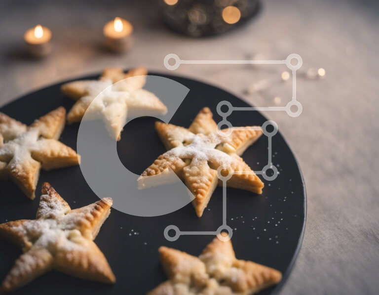 Σετ των 2 Intra Συλλεκτικό Ξύλινο Παζλ Plywood  4mm - Μπισκότα σε σχήμα αστεριού σε στολισμένο πιάτο με φώτα και κεριά Σε Ξύλινο Κουτί - Διαστάσεις: 10x10 cm – 25 κομμάτια