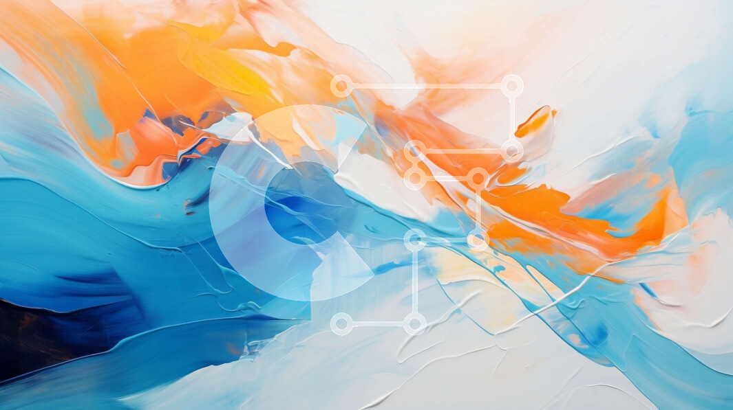 Intra Συλλεκτικό Ξύλινο Παζλ Plywood  4mm - Αφηρημένη ζωγραφική με μπλε, πορτοκαλί και λευκά χρώματα Σε Ξύλινο Κουτί - Διαστάσεις Puzzle: 10x10 cm – 25 κομμάτια