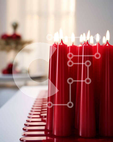 Intra Συλλεκτικό Ξύλινο Παζλ Plywood  4mm - Ομάδα κόκκινων κεριών για εορταστικές γιορτές Σε Ξύλινο Κουτί - Διαστάσεις: 10x10 cm – 25 κομμάτια