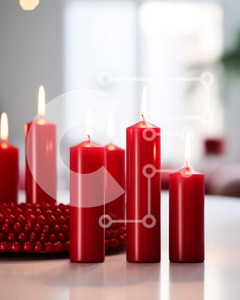 Intra Συλλεκτικό Ξύλινο Παζλ Plywood  4mm - Κόκκινα κεριά σε κυκλικό σχέδιο με χάντρες Σε Ξύλινο Κουτί - Διαστάσεις Puzzle: 10x10 cm – 25 κομμάτια