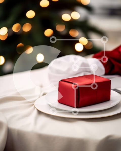 Intra Συλλεκτικό Ξύλινο Παζλ Plywood  4mm - Χριστουγεννιάτικο τραπέζι με κουτί δώρου και διακοσμητικά Σε Ξύλινο Κουτί - Διαστάσεις: 10x10 cm – 25 κομμάτια