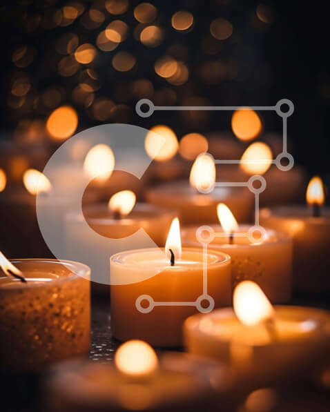 Intra Συλλεκτικό Ξύλινο Παζλ Plywood  4mm - Ομάδα αναμμένων κεριών στο σκοτάδι Σε Ξύλινο Κουτί - Διαστάσεις Puzzle: 10x10 cm – 25 κομμάτια