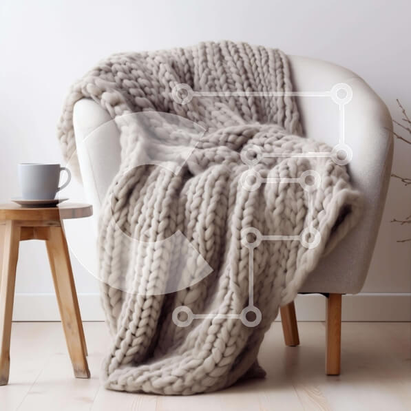 Intra Συλλεκτικό Ξύλινο Παζλ Plywood  4mm - Λευκή καρέκλα με πλεκτή κουβέρτα και φλιτζάνια καφέ Σε Ξύλινο Κουτί - Διαστάσεις Puzzle: 10x10 cm – 25 κομμάτια