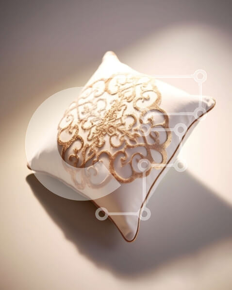 Intra Συλλεκτικό Ξύλινο Παζλ Plywood  4mm - Κομψό λευκό μαξιλάρι με χρυσό κέντημα για το σπίτι σας Σε Ξύλινο Κουτί - Διαστάσεις Puzzle: 10x10 cm – 25 κομμάτια