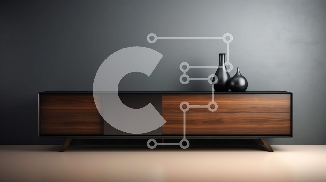 Intra Συλλεκτικό Ξύλινο Παζλ Plywood  4mm - Μοντέρνος μπουφές από ξύλο και μέταλλο σε τοίχο με σκούρο γκρι Σε Ξύλινο Κουτί - Διαστάσεις Puzzle: 10x10 cm – 25 κομμάτια