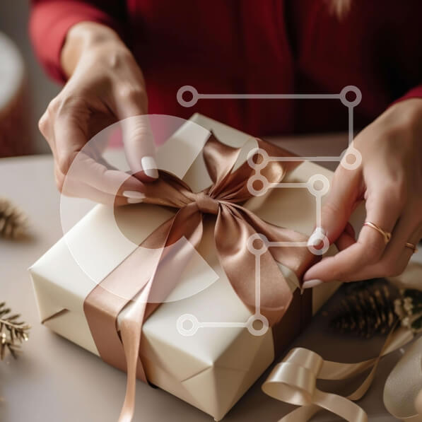 Intra Συλλεκτικό Ξύλινο Παζλ Plywood  4mm - Γυναικείο δώρο περιτυλίγματος με κορδέλες και κουκουνάρια Σε Ξύλινο Κουτί - Διαστάσεις: 10x10 cm – 25 κομμάτια