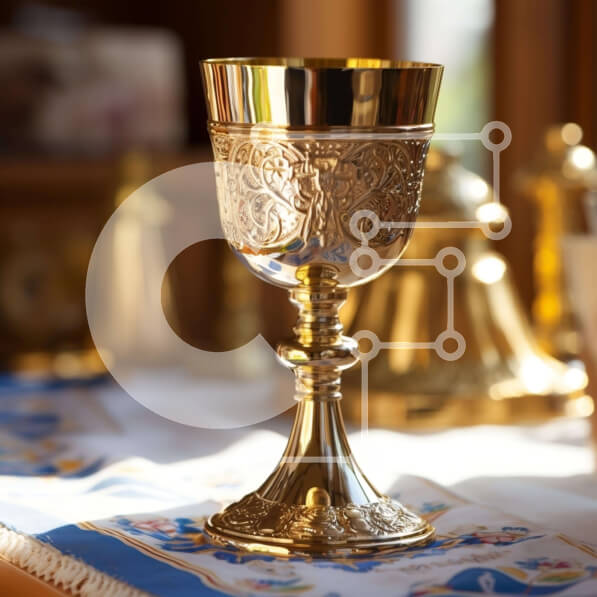 Intra Συλλεκτικό Ξύλινο Παζλ Plywood  4mm - Περίτεχνα χρυσά κύπελλα στο τραπέζι Σε Ξύλινο Κουτί - Διαστάσεις: 10x10 cm – 25 κομμάτια