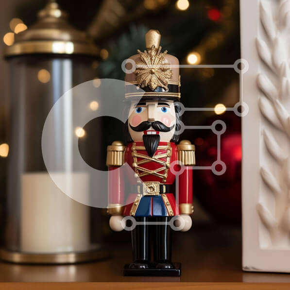 Intra Συλλεκτικό Ξύλινο Παζλ Plywood  4mm - Παιχνίδι Καρυοθραύστης στο ράφι με χριστουγεννιάτικα στολίδια Σε Ξύλινο Κουτί - Διαστάσεις: 10x10 cm – 25 κομμάτια