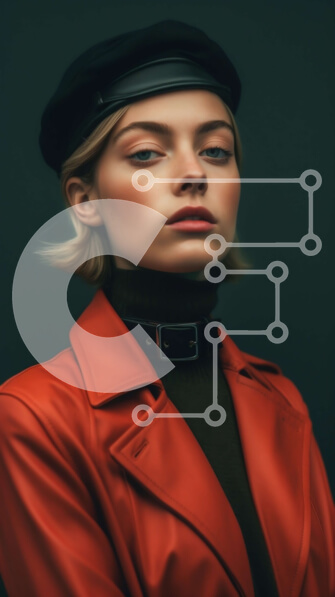 Intra Συλλεκτικό Ξύλινο Παζλ Plywood  4mm - Κομψή γυναίκα με κόκκινο σακάκι και μαύρο καπέλο Σε Ξύλινο Κουτί - Διαστάσεις Puzzle: 10x10 cm – 25 κομμάτια