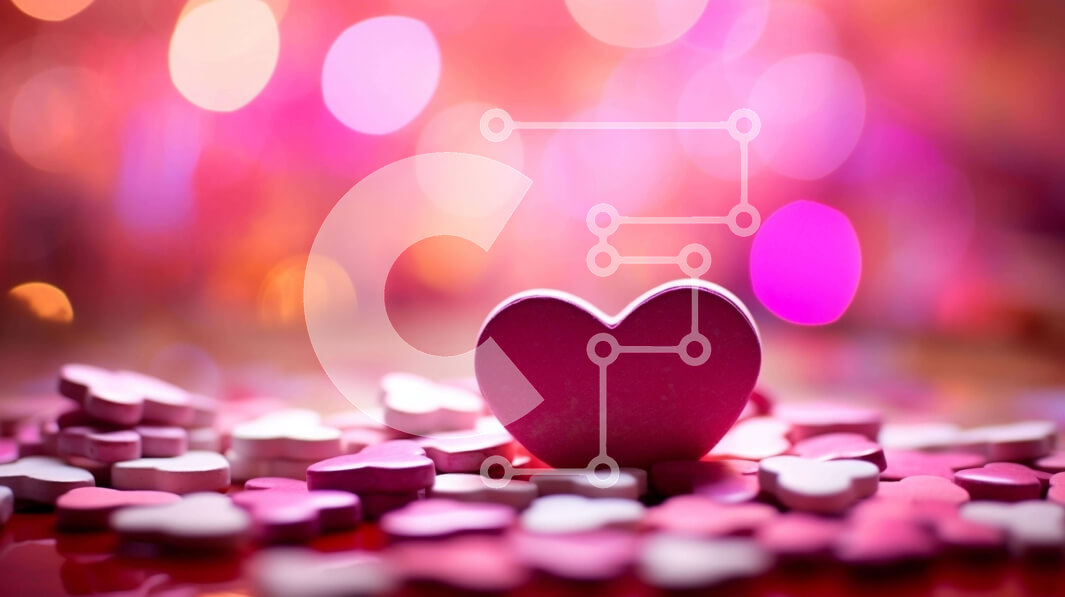 Intra Συλλεκτικό Ξύλινο Παζλ Plywood  4mm - Ροζ καρδιά φόντο για αγάπη και ρομαντισμό Σε Ξύλινο Κουτί - Διαστάσεις Puzzle: 10x10 cm – 25 κομμάτια