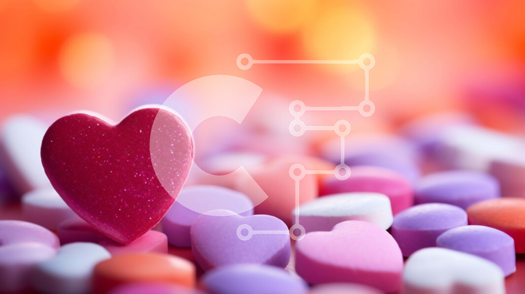 Intra Συλλεκτικό Ξύλινο Παζλ Plywood  4mm - Πολύχρωμο φόντο καραμέλες σε σχήμα καρδιάς Σε Ξύλινο Κουτί - Διαστάσεις Puzzle: 10x10 cm – 25 κομμάτια