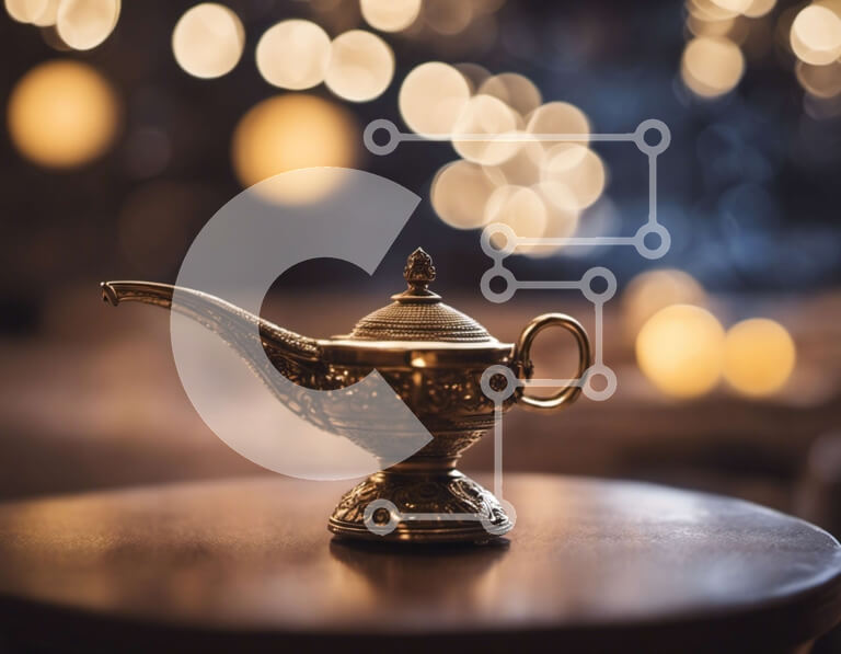 Intra Συλλεκτικό Ξύλινο Παζλ Plywood  4mm - Χρυσό μαγικό φωτιστικό σε τραπέζι Σε Ξύλινο Κουτί - Διαστάσεις Puzzle: 10x10 cm – 25 κομμάτια