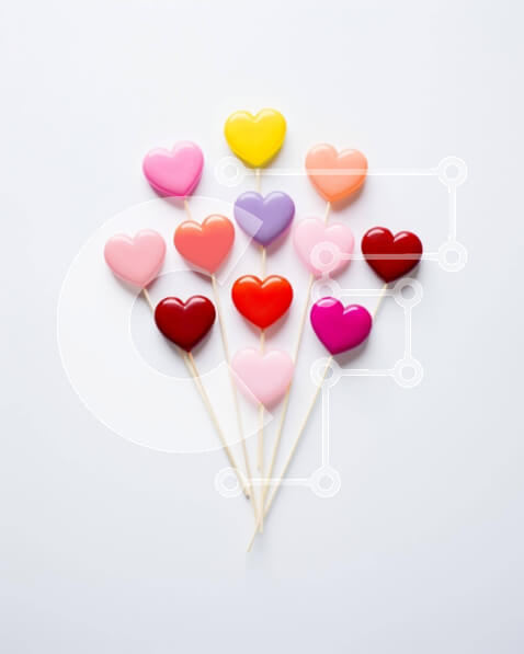 Σετ των 2 Intra Συλλεκτικό Ξύλινο Παζλ Plywood  4mm - Πολύχρωμο μπουκέτο με γλειφιτζούρια σε σχήμα καρδιάς Σε Ξύλινο Κουτί - Διαστάσεις: 10x10 cm – 25 κομμάτια