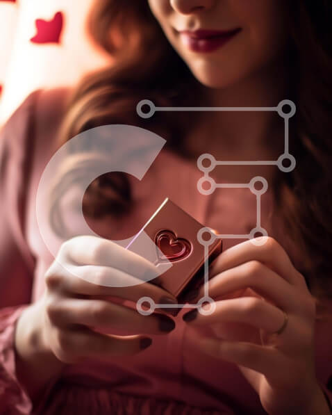 Intra Συλλεκτικό Ξύλινο Παζλ Plywood  4mm - Γυναίκα που κρατά ένα κουτί σε σχήμα καρδιάς την ημέρα του Αγίου Βαλεντίνου Σε Ξύλινο Κουτί - Διαστάσεις Puzzle: 10x10 cm – 25 κομμάτια