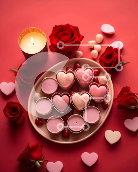 Intra Συλλεκτικό Ξύλινο Παζλ Plywood  4mm - Ρομαντικό τραπέζι του Αγίου Βαλεντίνου με καραμέλες και κεριά σε σχήμα καρδιάς Σε Ξύλινο Κουτί - Διαστάσεις: 10x10 cm – 25 κομμάτια