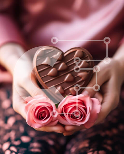 Intra Συλλεκτικό Ξύλινο Παζλ Plywood  4mm - Γιορτάζοντας με σοκολάτα και λουλούδια Σε Ξύλινο Κουτί - Διαστάσεις Puzzle: 10x10 cm – 25 κομμάτια