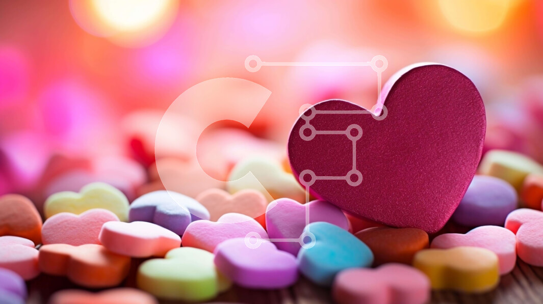 Intra Συλλεκτικό Ξύλινο Παζλ Plywood  4mm - Πολύχρωμα ζαχαρωτά σε σχήμα καρδιάς σε ένα τραπέζι Σε Ξύλινο Κουτί - Διαστάσεις Puzzle: 10x10 cm – 25 κομμάτια