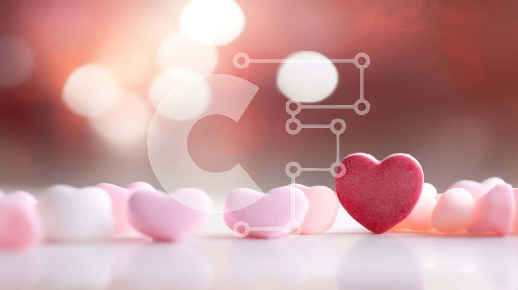 Intra Συλλεκτικό Ξύλινο Παζλ Plywood  4mm - Ροζ και λευκά ζαχαρωτά σε σχήμα καρδιάς για την ημέρα του Αγίου Βαλεντίνου Σε Ξύλινο Κουτί - Διαστάσεις Puzzle: 10x10 cm – 25 κομμάτια