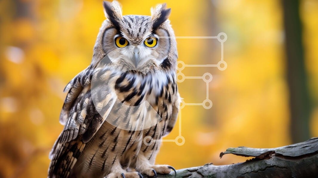 Intra Συλλεκτικό Ξύλινο Παζλ Plywood  4mm - Κουκουβάγια σκαρφαλωμένη σε ένα κλαδί στο δάσος Σε Ξύλινο Κουτί - Διαστάσεις: 10x10 cm – 25 κομμάτια