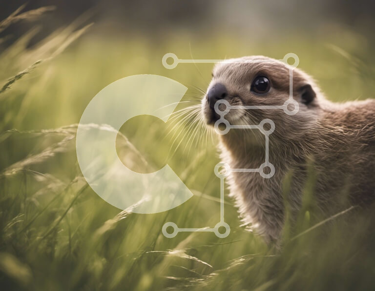 Intra Συλλεκτικό Ξύλινο Παζλ Plywood  4mm - Χνουδωτός σκύλος λιβαδιού στο ψηλό γρασίδι Σε Ξύλινο Κουτί - Διαστάσεις: 10x10 cm – 25 κομμάτια