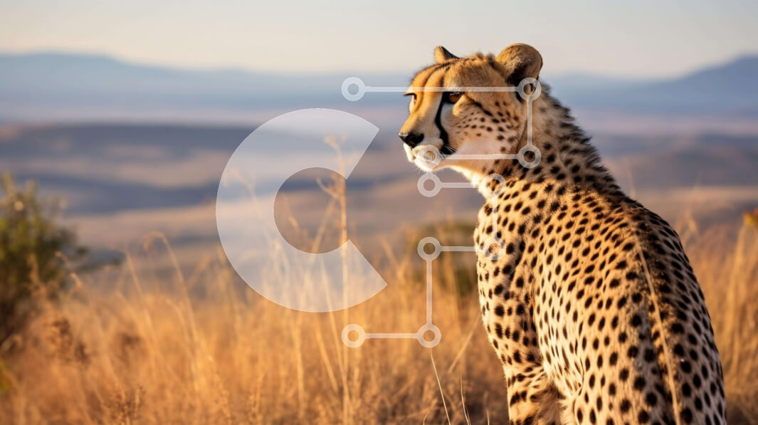 Σετ των 2 Intra Συλλεκτικό Ξύλινο Παζλ Plywood  4mm - Τσίτα που στέκεται σε ένα χορταριασμένο χωράφι Σε Ξύλινο Κουτί - Διαστάσεις: 10x10 cm – 25 κομμάτια