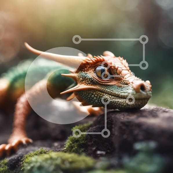 Intra Συλλεκτικό Ξύλινο Παζλ Plywood  4mm - Δράκος που κάθεται σε έναν βράχο σε ένα δάσος Σε Ξύλινο Κουτί - Διαστάσεις: 10x10 cm – 25 κομμάτια