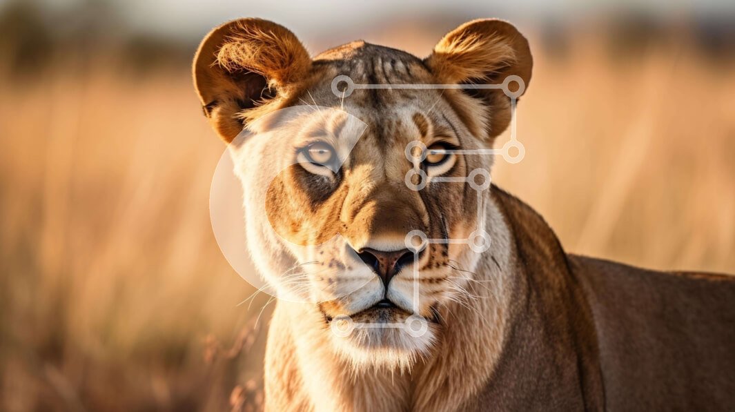 Intra Συλλεκτικό Ξύλινο Παζλ Plywood  4mm - Εκφοβιστικό λιοντάρι στο ψηλό γρασίδι Σε Ξύλινο Κουτί - Διαστάσεις: 10x10 cm – 25 κομμάτια