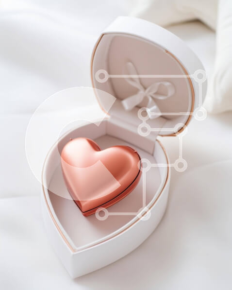 Intra Συλλεκτικό Ξύλινο Παζλ Plywood  4mm - Κουτί σε σχήμα καρδιάς στο κρεβάτι Σε Ξύλινο Κουτί - Διαστάσεις Puzzle: 10x10 cm – 25 κομμάτια