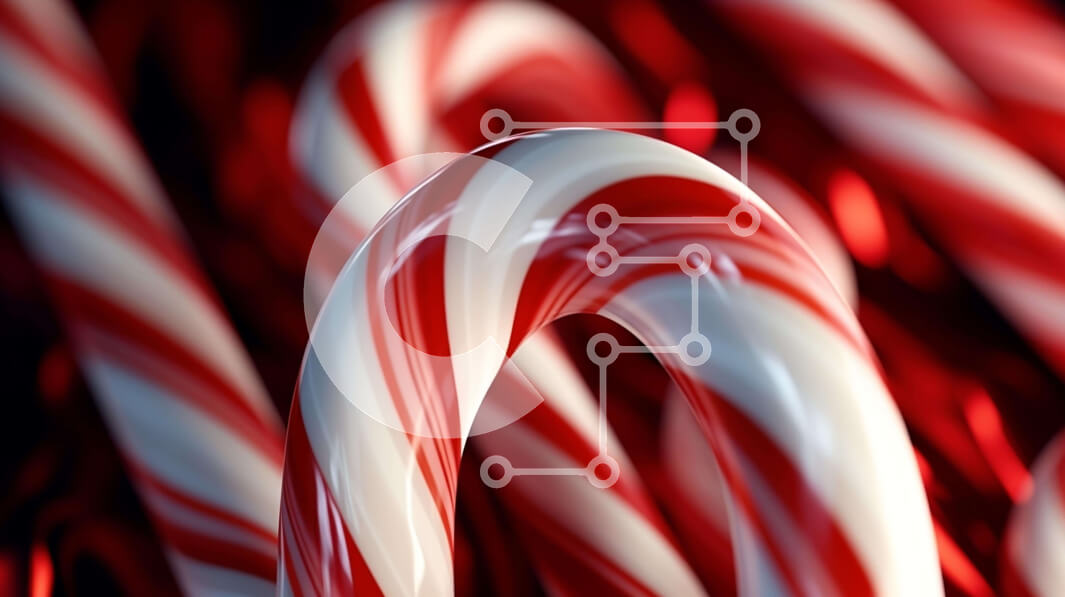 Intra Συλλεκτικό Ξύλινο Παζλ Plywood  4mm - Κόκκινα και άσπρα καλάμια καραμελών σε κοντινή απόσταση Σε Ξύλινο Κουτί - Διαστάσεις: 10x10 cm – 25 κομμάτια