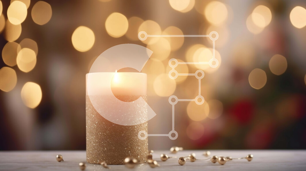 Intra Συλλεκτικό Ξύλινο Παζλ Plywood  4mm - Χρυσό κερί στο τραπέζι με πολύχρωμο φόντο Bokeh Σε Ξύλινο Κουτί - Διαστάσεις Puzzle: 10x10 cm – 25 κομμάτια