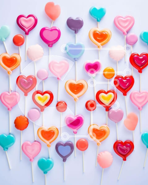 Intra Συλλεκτικό Ξύλινο Παζλ Plywood  4mm - Γλειφιτζούρια σε σχήμα καρδιάς σε λευκό φόντο Σε Ξύλινο Κουτί - Διαστάσεις Puzzle: 10x10 cm – 25 κομμάτια