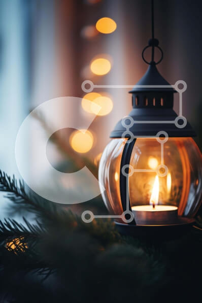 Intra Συλλεκτικό Ξύλινο Παζλ Plywood  4mm - Φανάρι με κεριά που κρέμεται από κλαδί δέντρου μπροστά από το φωτισμένο παράθυρο Σε Ξύλινο Κουτί - Διαστάσεις: 10x10 cm – 25 κομμάτια