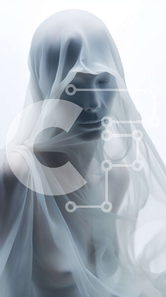 Intra Συλλεκτικό Ξύλινο Παζλ Plywood  4mm - Μυστηριώδης Γυναίκα Καλυμμένη με Λευκό Πανί - Καλλιτεχνική Φωτογραφία Σε Ξύλινο Κουτί - Διαστάσεις Puzzle: 10x10 cm – 25 κομμάτια