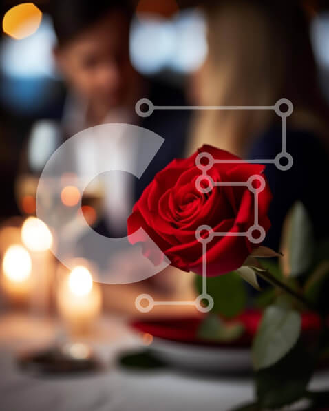 Intra Συλλεκτικό Ξύλινο Παζλ Plywood  4mm - Ρομαντικό δείπνο με κόκκινο τριαντάφυλλο και ποτήρια κρασιού Σε Ξύλινο Κουτί - Διαστάσεις Puzzle: 10x10 cm – 25 κομμάτια