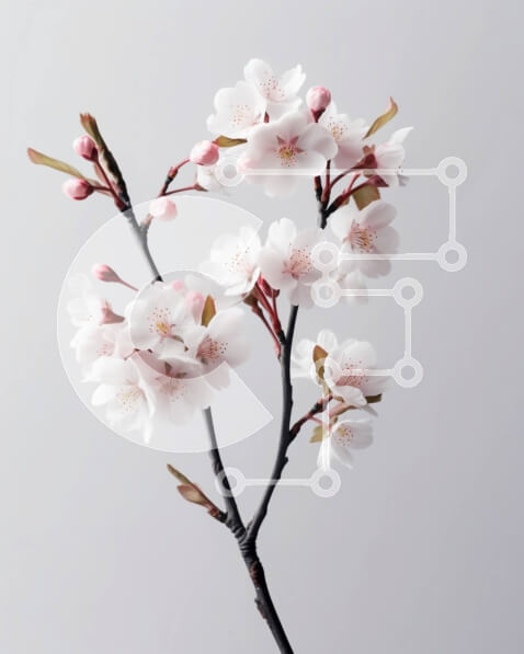 Σετ των 2 Intra Συλλεκτικό Ξύλινο Παζλ Plywood  4mm - Όμορφη εικόνα του κλαδιού λευκής κερασιάς με ροζ λουλούδια σε γκρι φόντο Σε Ξύλινο Κουτί - Διαστάσεις: 10x10 cm – 25 κομμάτια