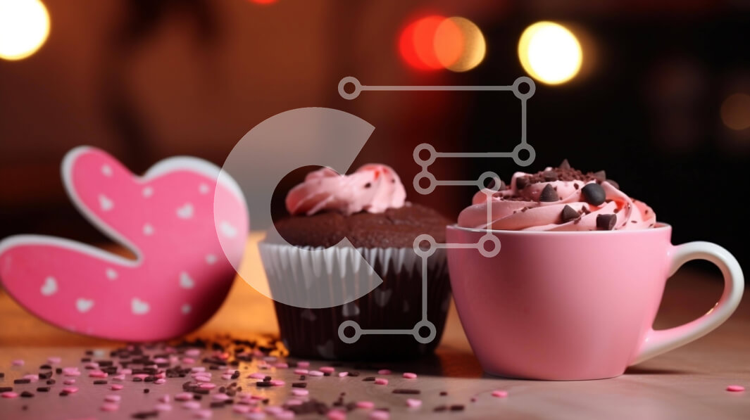 Σετ των 2 Intra Συλλεκτικό Ξύλινο Παζλ Plywood  4mm - Cupcakes και καφές σε ένα τραπέζι Σε Ξύλινο Κουτί - Διαστάσεις: 10x10 cm – 25 κομμάτια